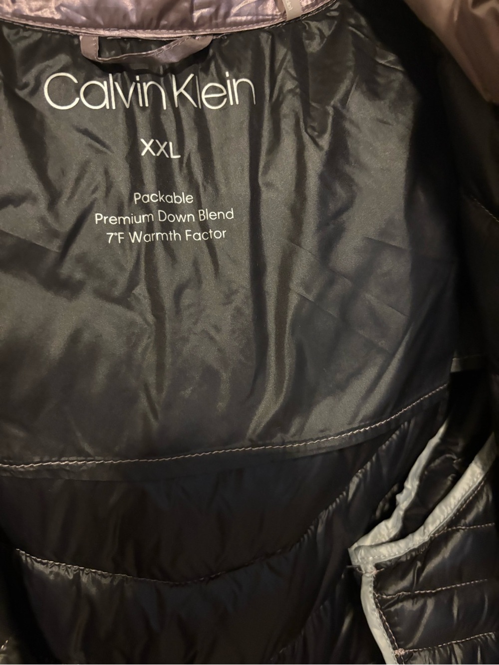 Calvin Klein Metallic Mauve Long Chevron Puffer Coat - Picture 9 of 12